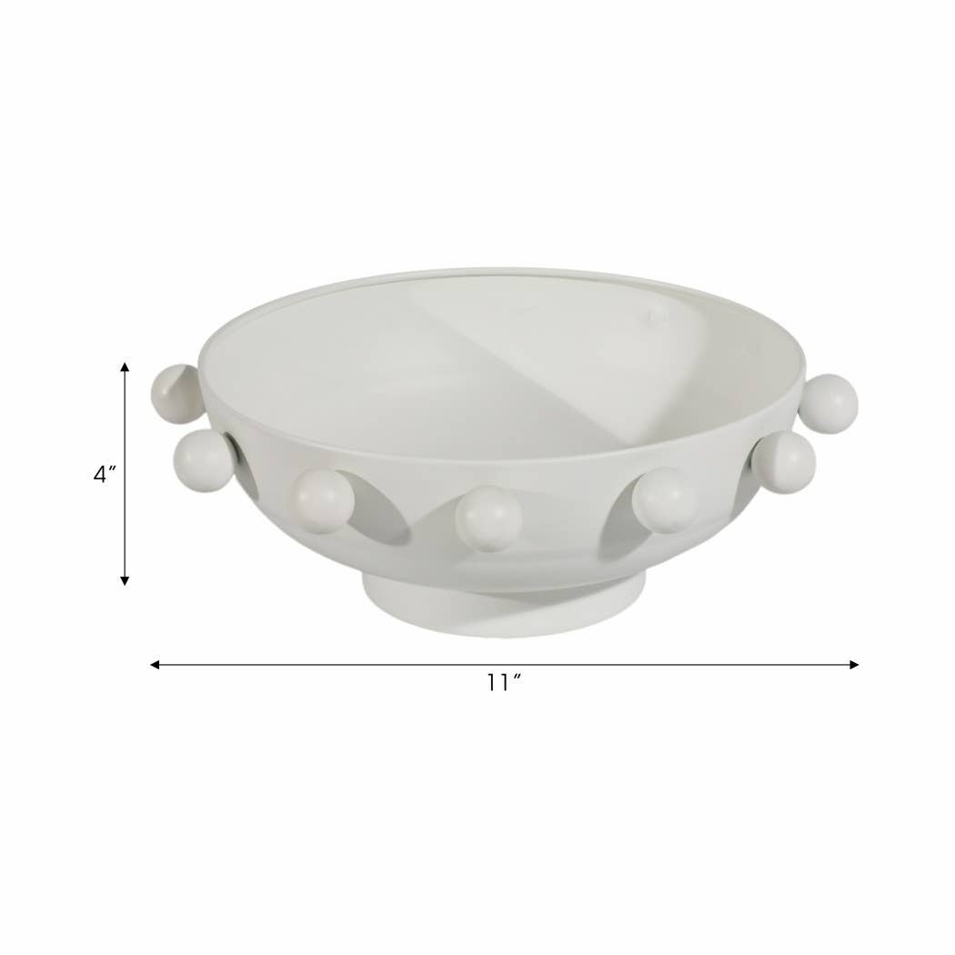 Sagebrook Home - Wholesale Decorative Plate/Dish/Bowl - Decorative Bowl - White Iron/Fir Wood Hobnail, 11 in.3
