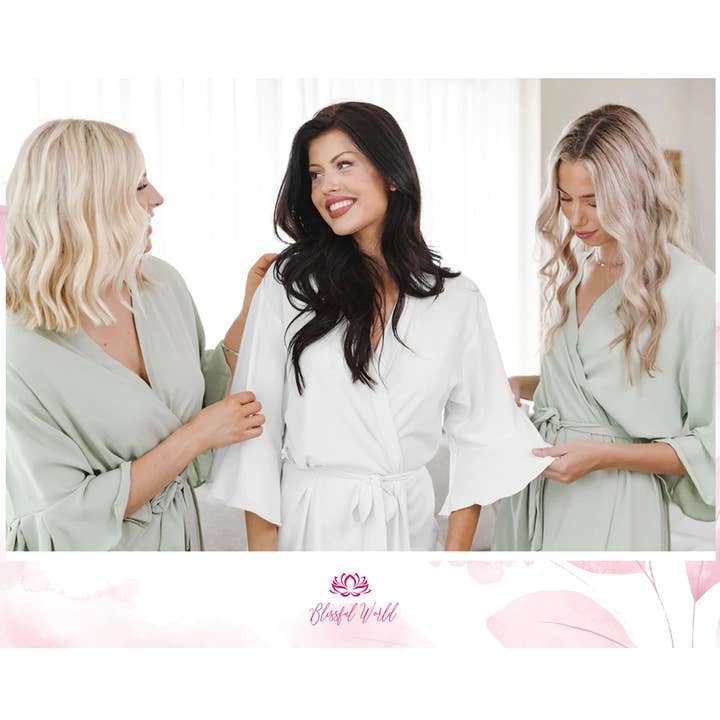 The Blissful - Wholesale Robe - Women's - Personalized Bridesmaid Cotton Ruffle Robe