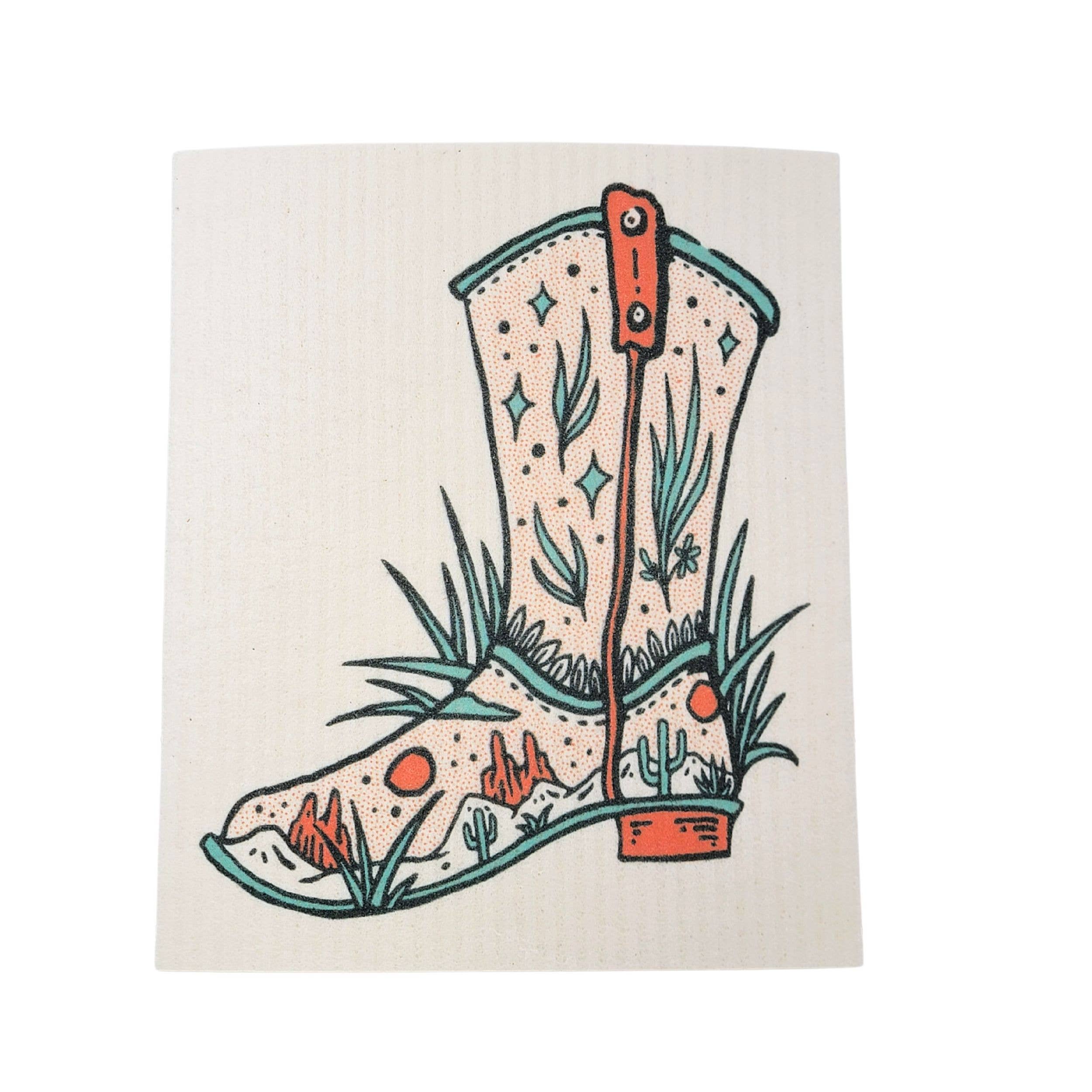 Driftless Studios - Wholesale Dishcloth - Western Cowboy Boot Swedish Sponge Cloth