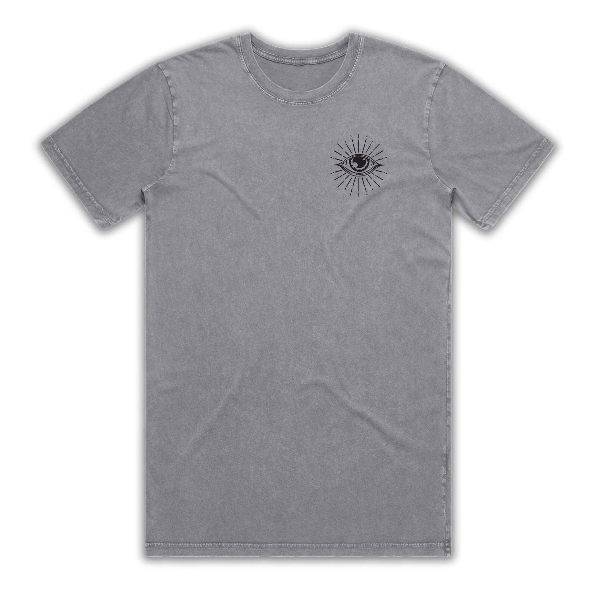 Art of Zig - Wholesale Screen printed t-shirt – unisex - PINEAL SKULL Ash Stone Wash T-Shirt3