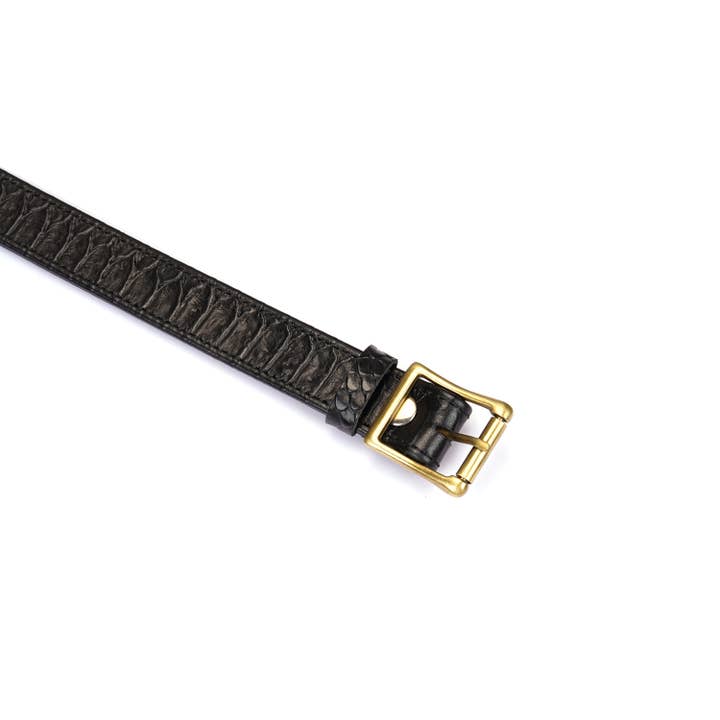 Liebe Seele - Wholesale Pet Collar - Cat/Dog - Crocodile Noir: Black Leather Collar with Chain Leash3