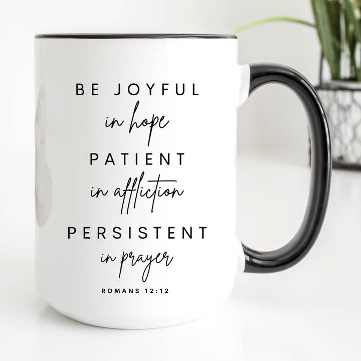 Romans 12:12 - Caneca de Cerâmica 15oz por atacado de Faith & Life Christian Brands