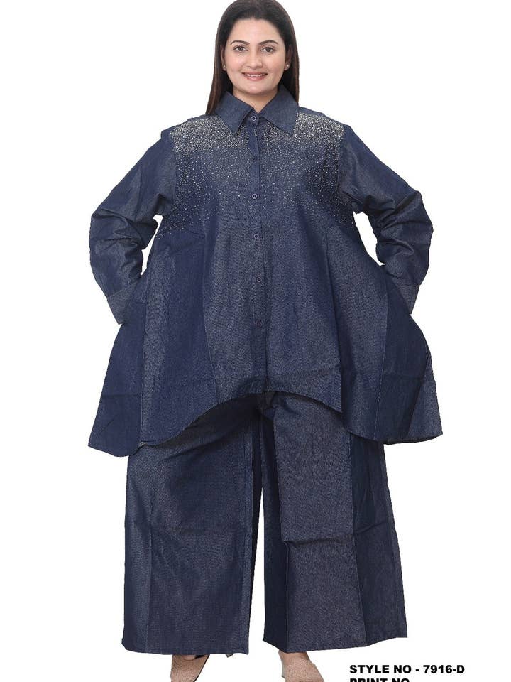 Denim 7904D - Authentic African Print 2pc Top + Pant Set for wholesale on Faire1