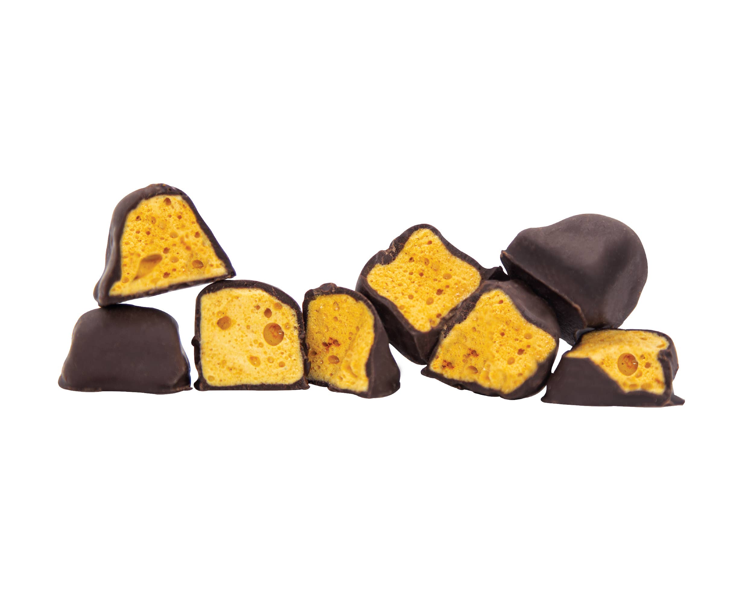 Yummycomb – wholesale Chocolate-covered sweets – 12 x 70% Dark Belgian Chocolate Honeycomb pocket packs (40g)6