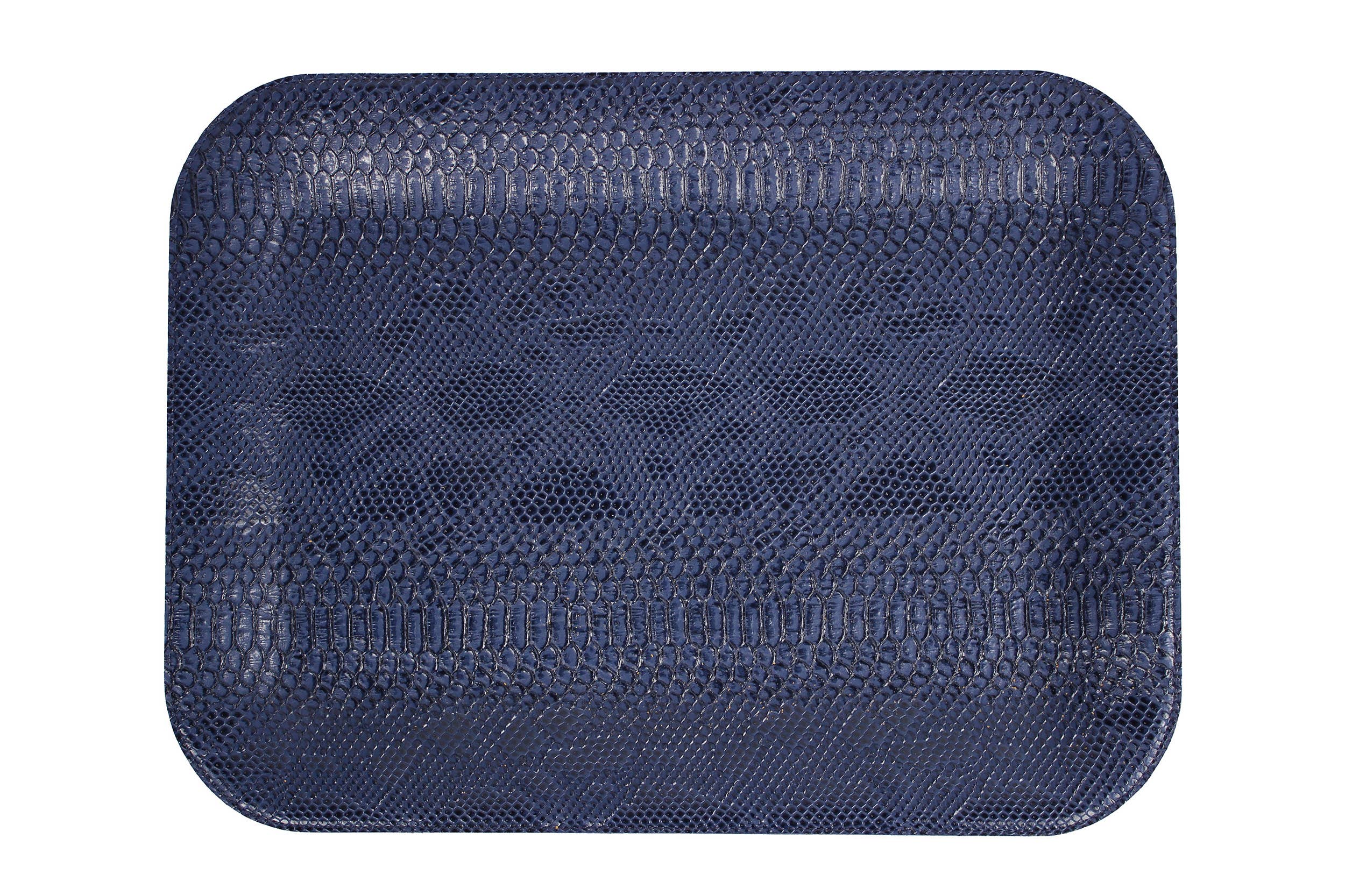 Signature Home Collection GmbH - Venta al por mayor Bandeja de servir - Bandeja grande y plana de piel sintética con forma de reptil de color azul oscuro3