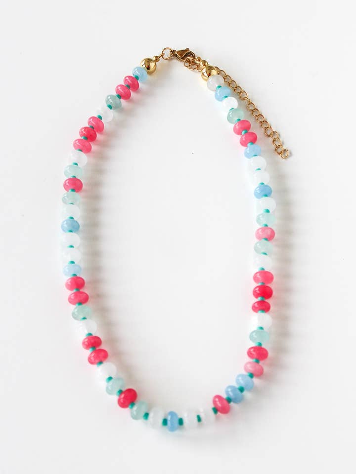 Collana Collezione Costiera - Collana di Pietre Preziose in Vetro, Girocollo con Perline di Vetro Anthro, Collana Artigianale con Perline Colorate, GemN-06 per la vendita all'ingrosso da parte di Social Grace & Company