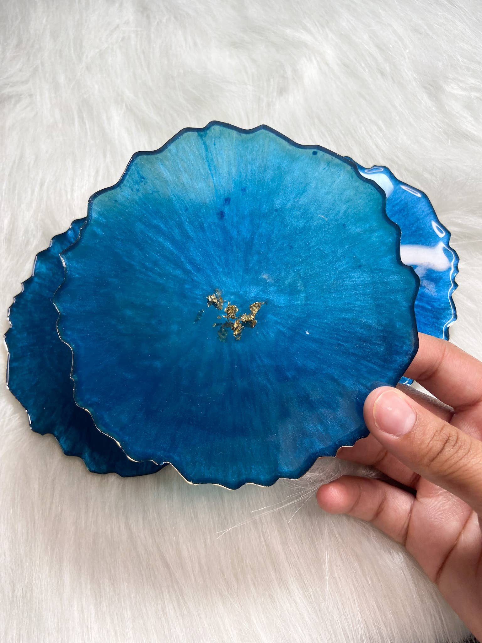 KraftzbyKenzie - Wholesale Coasters - Blue and Gold Foil Coaster | Resin Coaster2