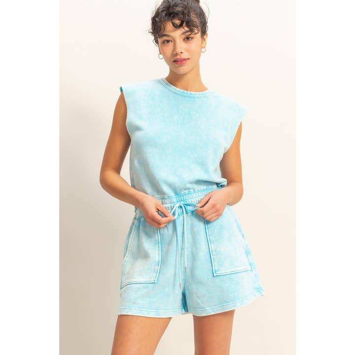HYFVE - Wholesale Romper - Women's - DZ25A773-Sleeveless Drawstring Waist Romper
