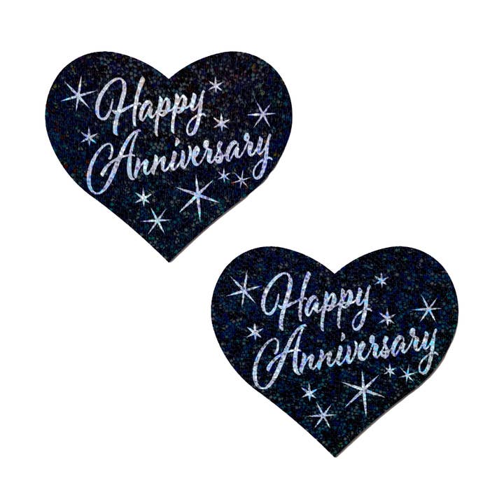 Liebe: „Happy Anniversary“ Herz-Nippel-Pasties von Pastease® für den Großhandel von Pastease UK