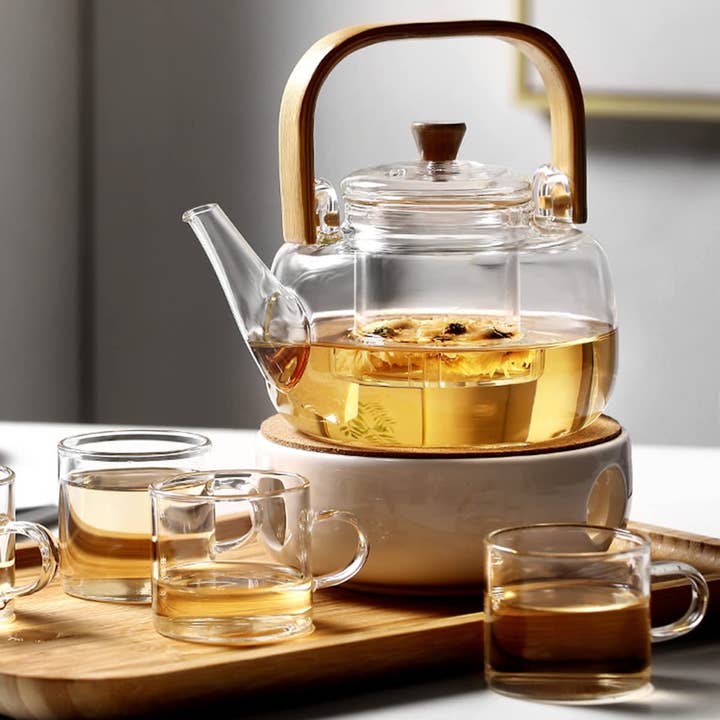 Filtrum Home - Wholesale Tea Pot - Bamboo & Glass Tea Kettle