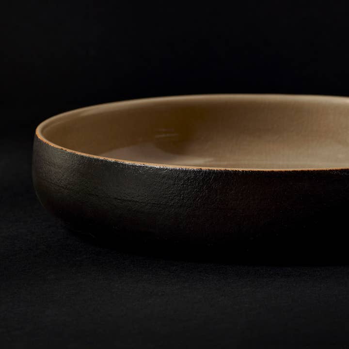 GHARYAN Stoneware & Olive Wood Tableware | Ships from USA - Wholesale Salad Plate - Handmade Stoneware Pasta/Salad Plate | Edan 7.9"11