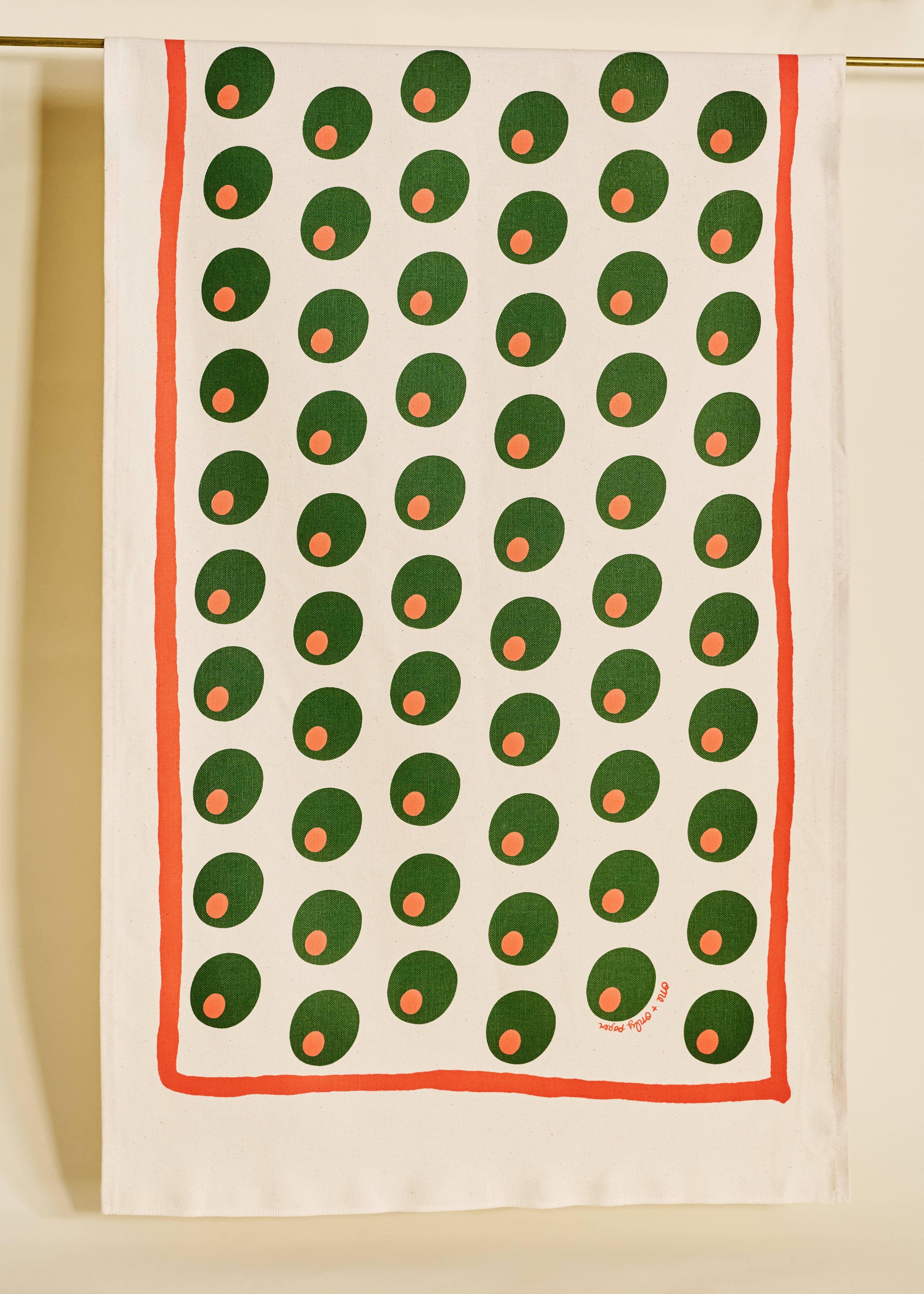 One & Only Paper - Wholesale Tea Towel - Dirty Martini Olive Cotton Tea Towel0