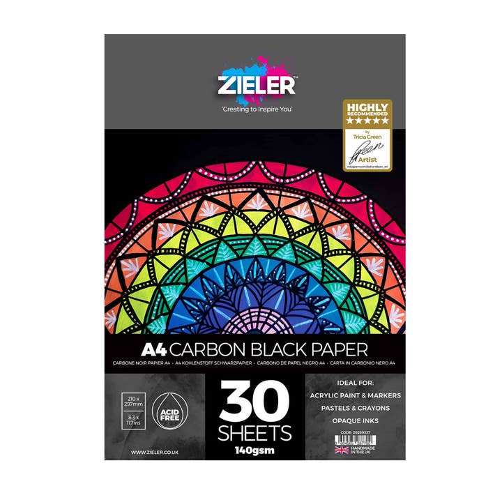 A4 Carbon Black Cartridge Paper 140gsm | 30 Sheets by Zieler for wholesale by Zieler