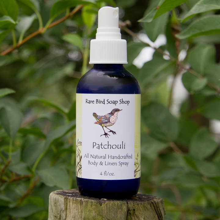 Spray pour le corps et le lin patchouli pour la vente par Rare Bird Soap Shop