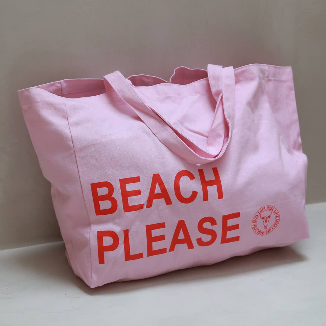 Love Ibiza – wholesale Beach bag – Canvas strandtas beach please pink1