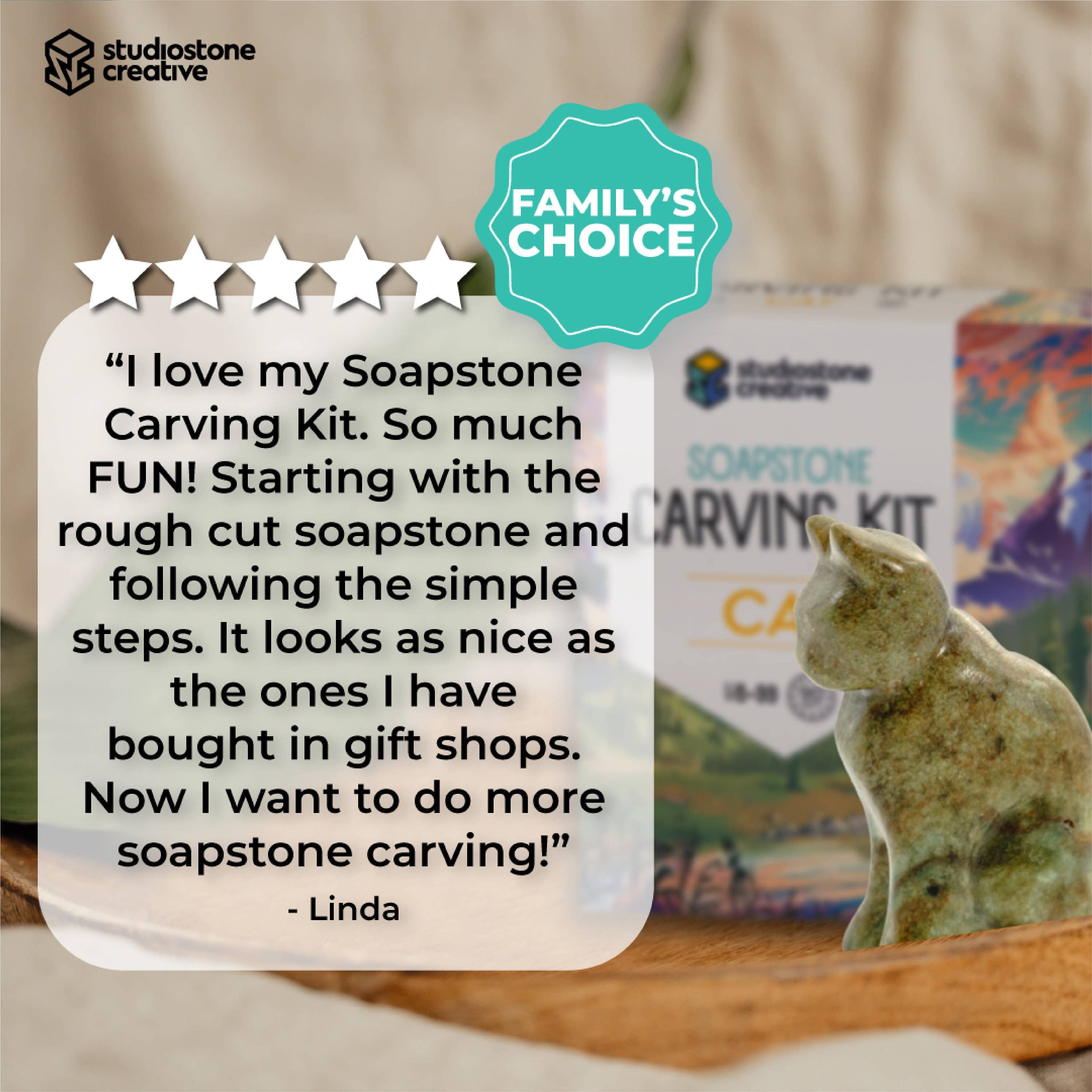 Studiostone Creative - Wholesale DIY Craft Kit - Cat Soapstone Carving Kit8