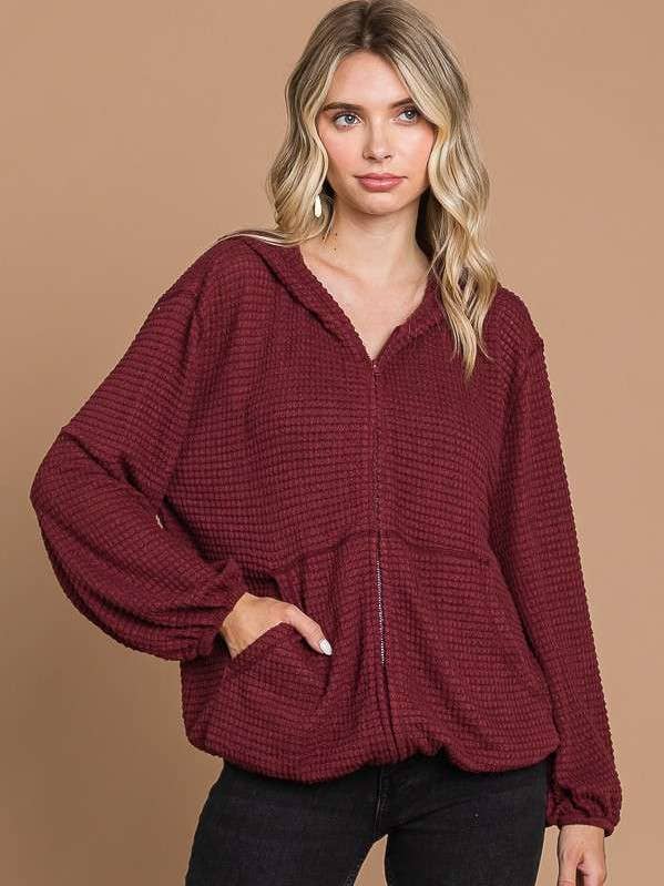 CHH1816L - ZIP-UP HOODIE LSLV REVERSE STITCH TOP for wholesale by Culture Code