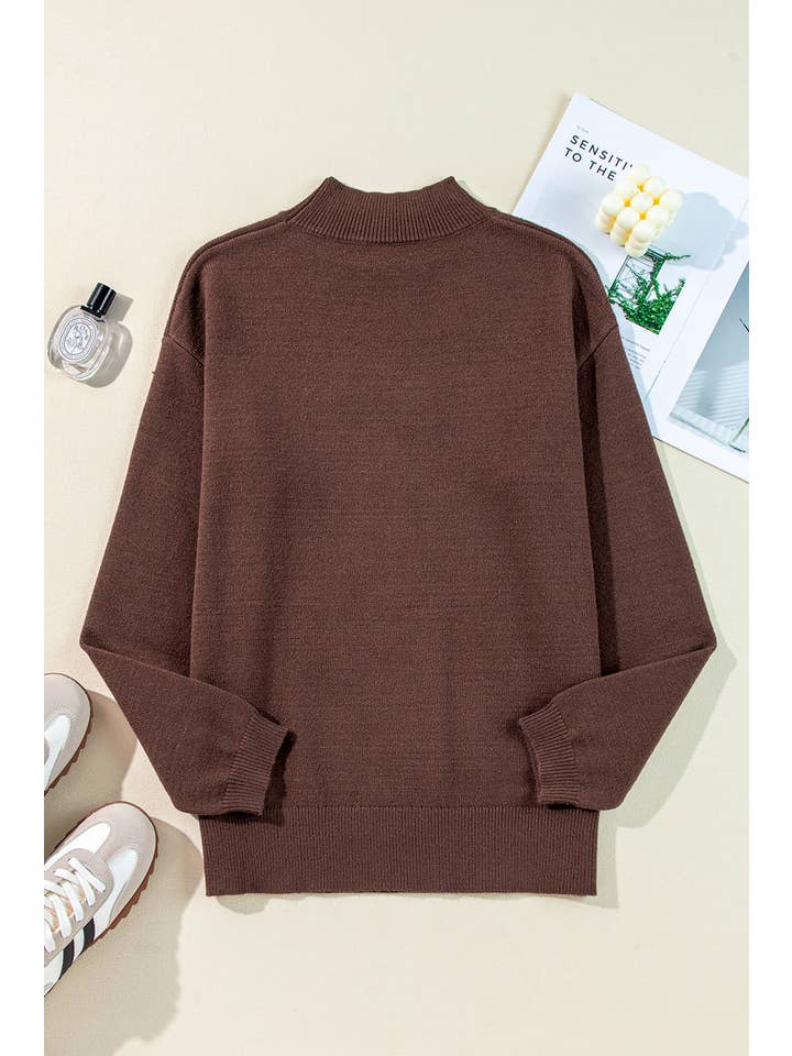 Coffee Howdy Boot Mock Neck Sweater for wholesale on Faire