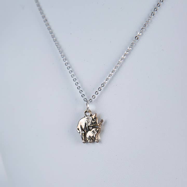 Silver Momma and Baby Elephant Necklace for wholesale on Faire1
