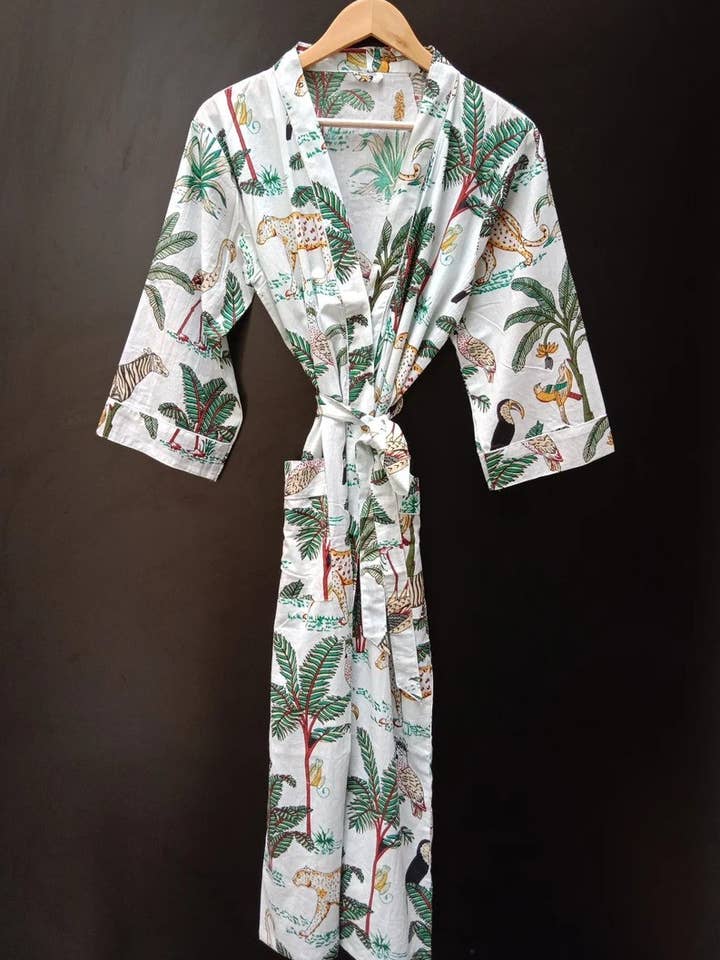 Abiti kimono in cotone con stampa a blocchi per donna per la vendita all'ingrosso da parte di bhavnas boutique