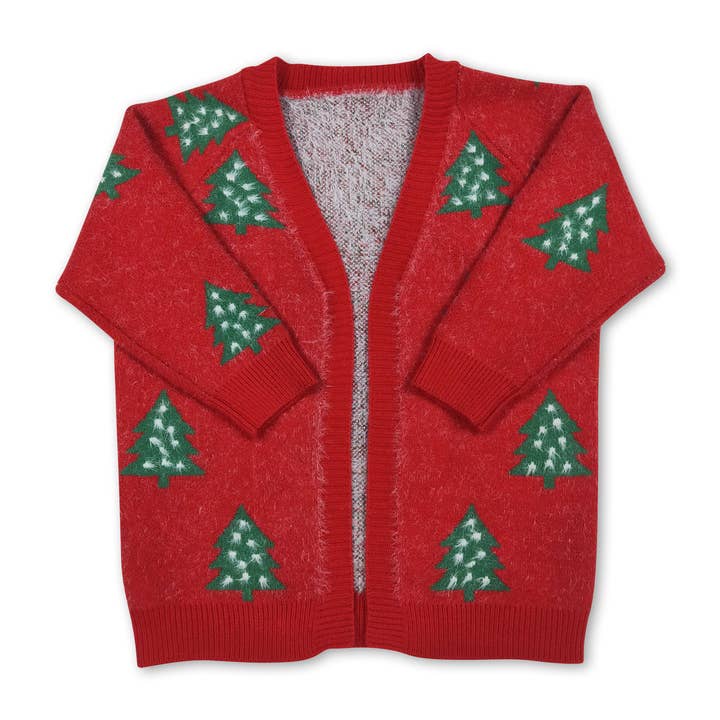 Red Christmas tree girls Christmas sweater for wholesale by Yawoo Garments