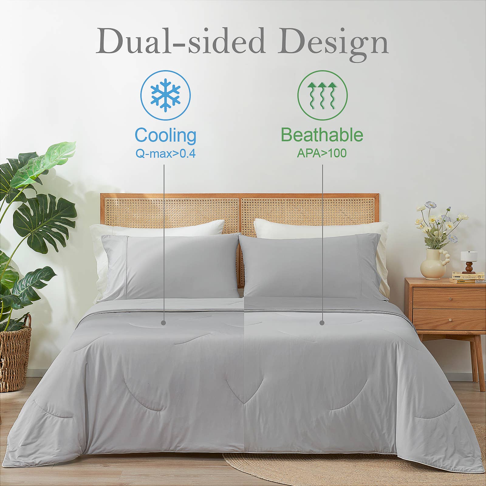 DreamValley - Wholesale Down Comforter - CB Reversible Cooling Comforter, Queen, Gray2