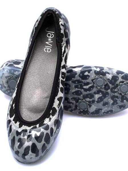 ja-vie grey leopard animal print jelly flats shoes for wholesale by Ja-vie