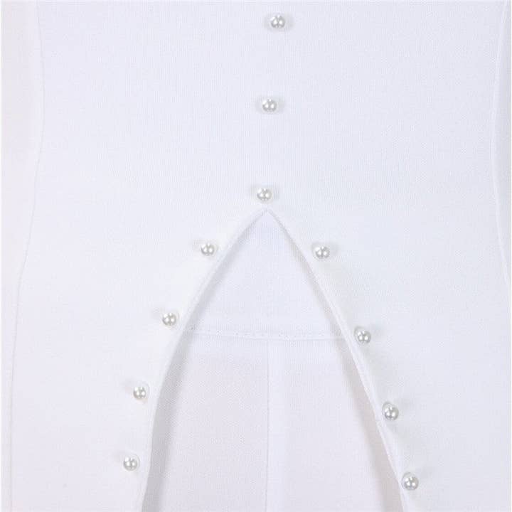 Plush Looks – Engroshandel Top- og buksesæt (IKKE Loungewear) - Dame – Ensfarvet skrå skulderperlebukser OL-sæt9