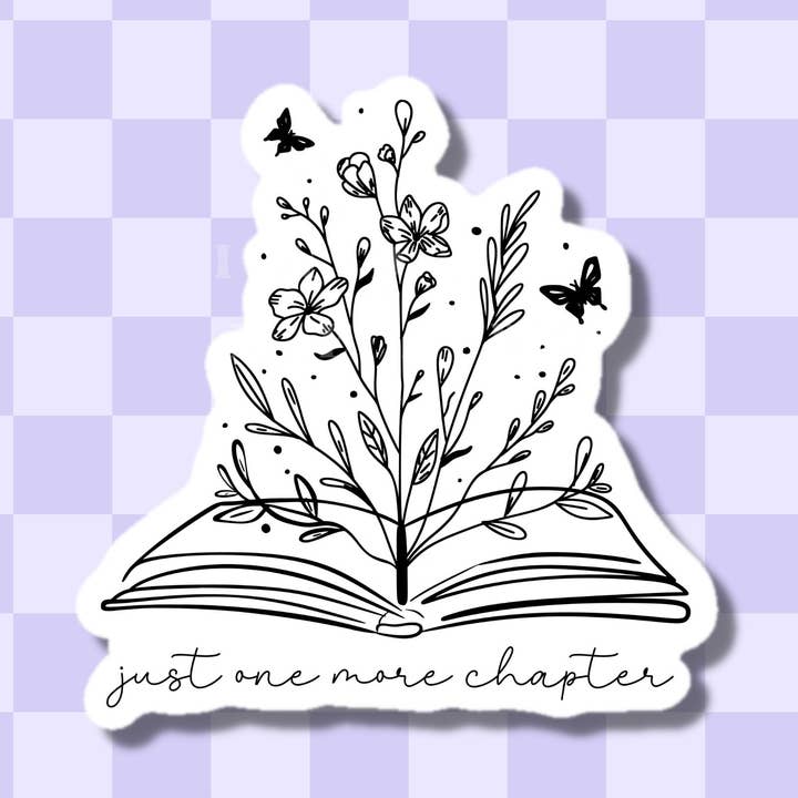 Just One Chapter Floral Sticker for wholesale by Indie Heart Studio