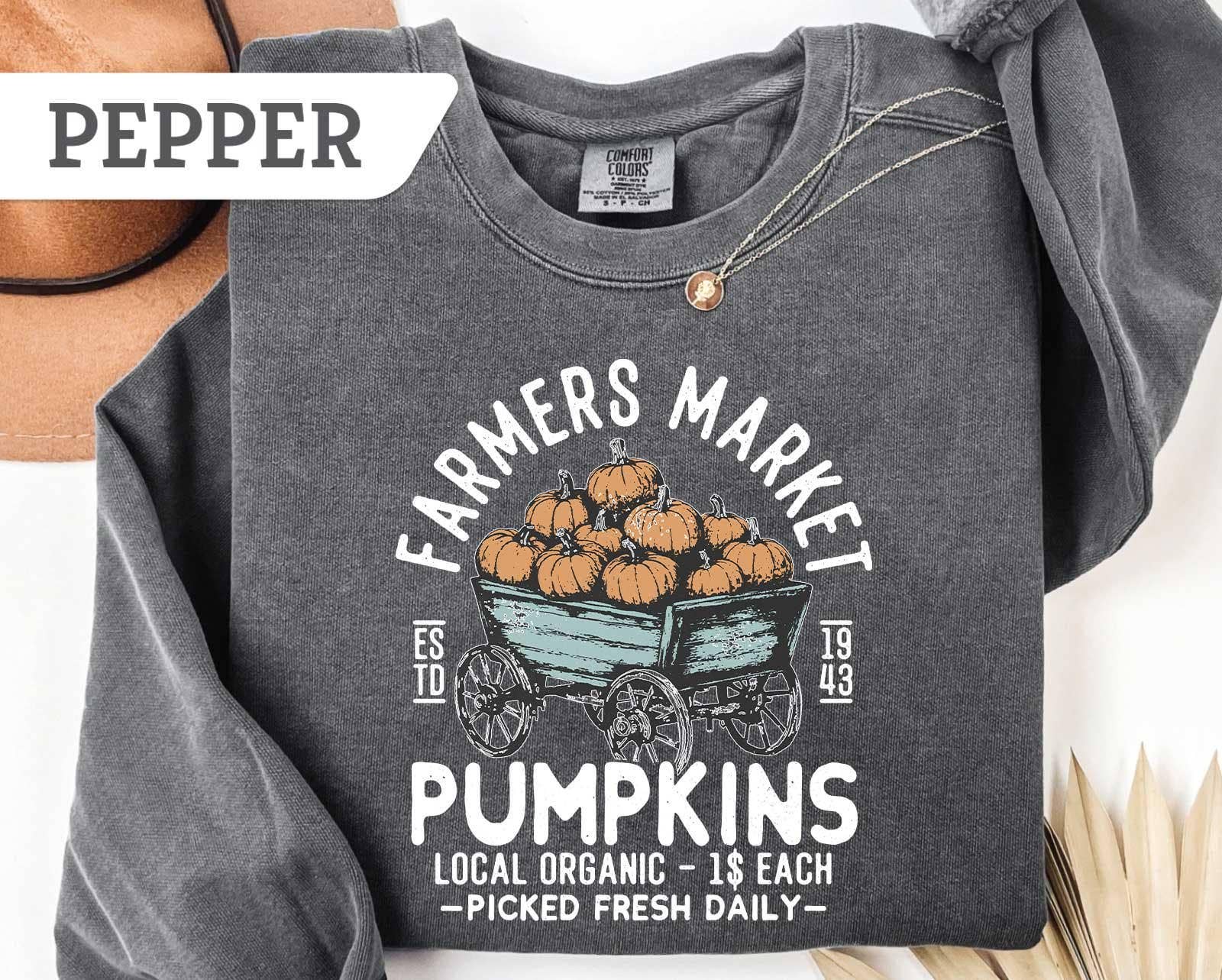 Glaime – T-shirt gráfica - Unissexo por atacado – Camiseta de Cores Confortáveis com Abóboras do Mercado de Agricultores, Sweatshirt de Outono0