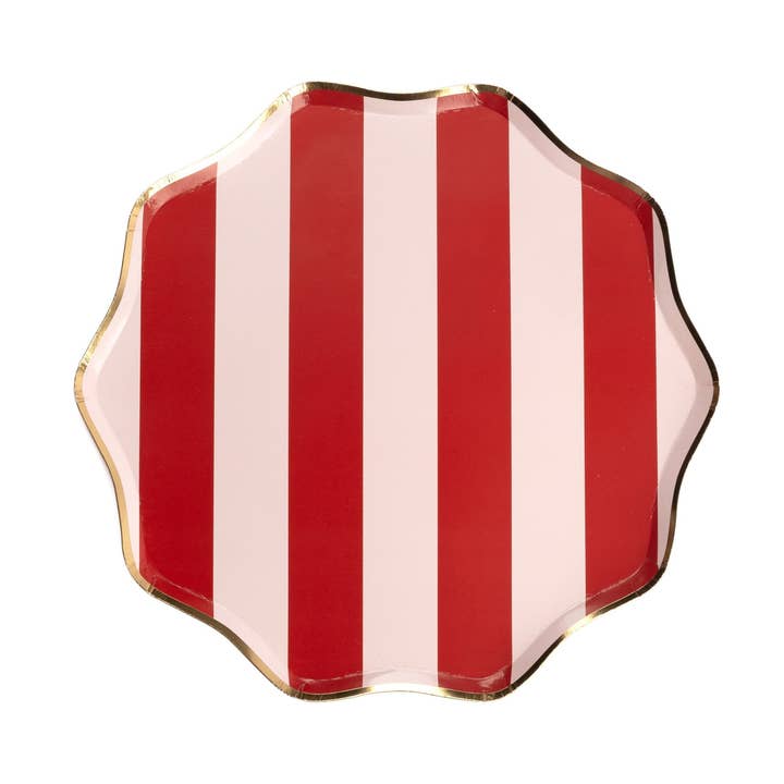 HOL24-DNP1- Assiettes de Dîner Rayées Rouges de Noël pour la vente par Gatherings by Curated Paperie