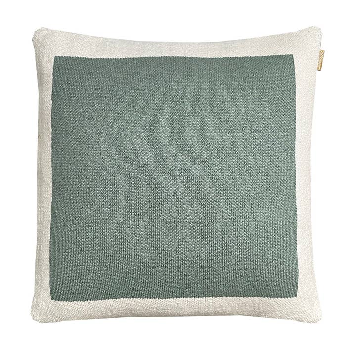 Solid knitted poster cushion sage green for wholesale by Malagoon