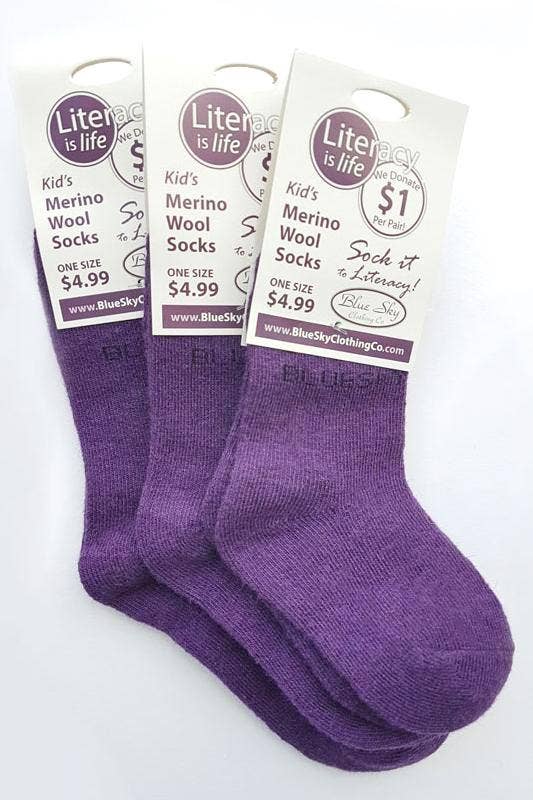 Blue Sky Clothing Co LLC – wholesale Socks – Child – Little Ones' Merino Wool Socks for Literacy3