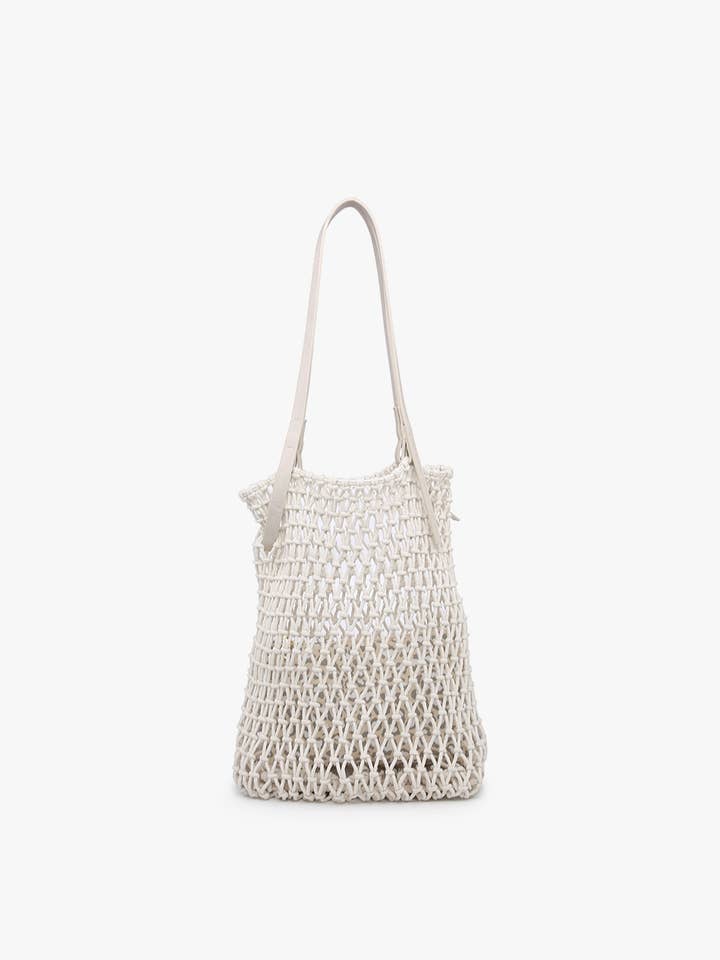 N2007 Vida Macrame Bag w/ Vegan Leather Handles for wholesale by JNC RT (Jen & Co. Outlet)