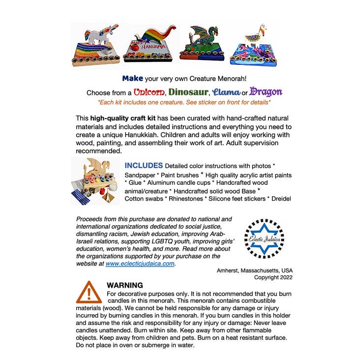 Eclectic Judaica - Wholesale DIY Craft Kit - Unicorn Menorah Craft Kit1