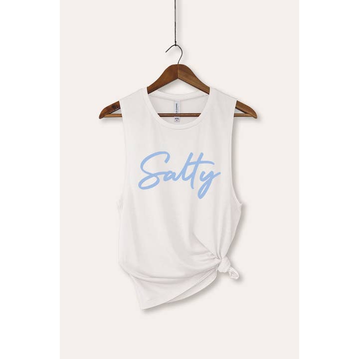 STARCHIS – wholesale Tank top – Women′s – SALTY CURSIVE TYPOGRAPHY GRAPHIC TANK TOP
