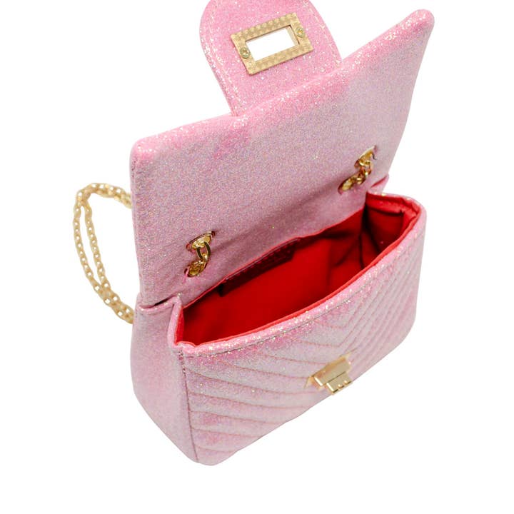 Pink Classic Glitter Wave Handbag for wholesale on Faire