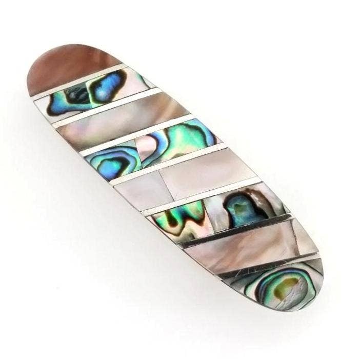 Costello International - Wholesale Barrette - Women's - Blue Pacific Abalone & Mother-of-Pearl Hair Clip Barrettes3