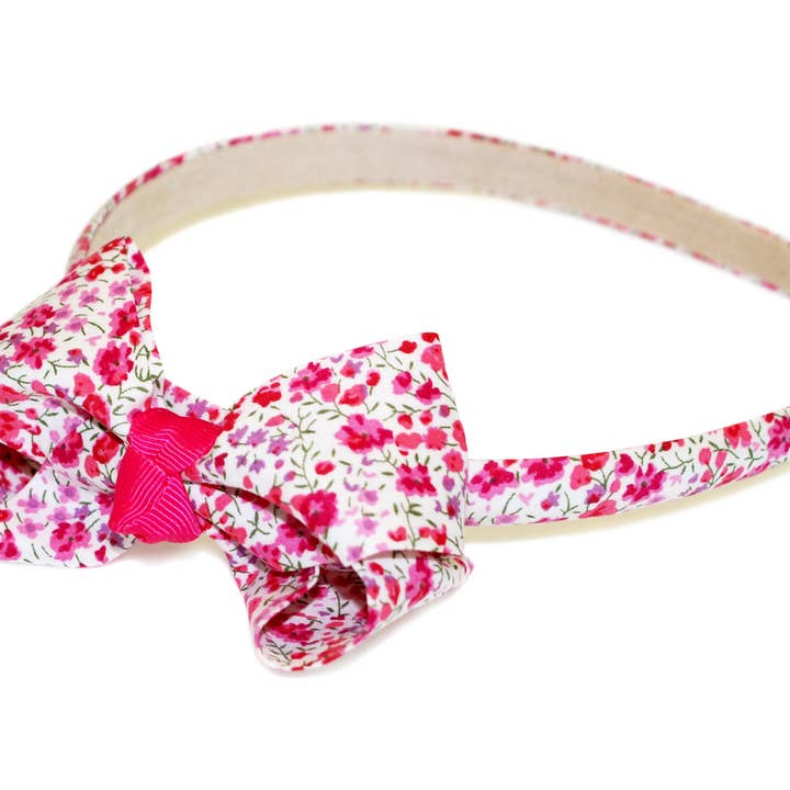 Liberty Phoebe Turned Bow Alice Band - GGAB318 PINK for wholesale by Goody Gumdrops