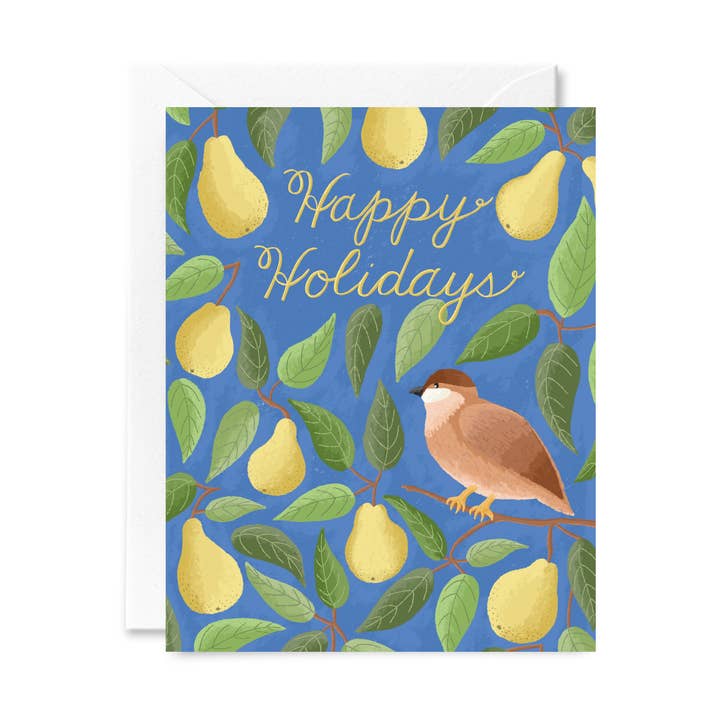 Courtney Beyer Design - Wholesale Christmas Card - Partridge in Pear Tree Christmas Holiday Greeting Card