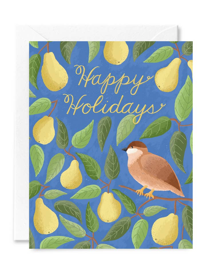Partridge in Pear Tree Christmas Holiday Greeting Card for wholesale by Courtney Beyer Design