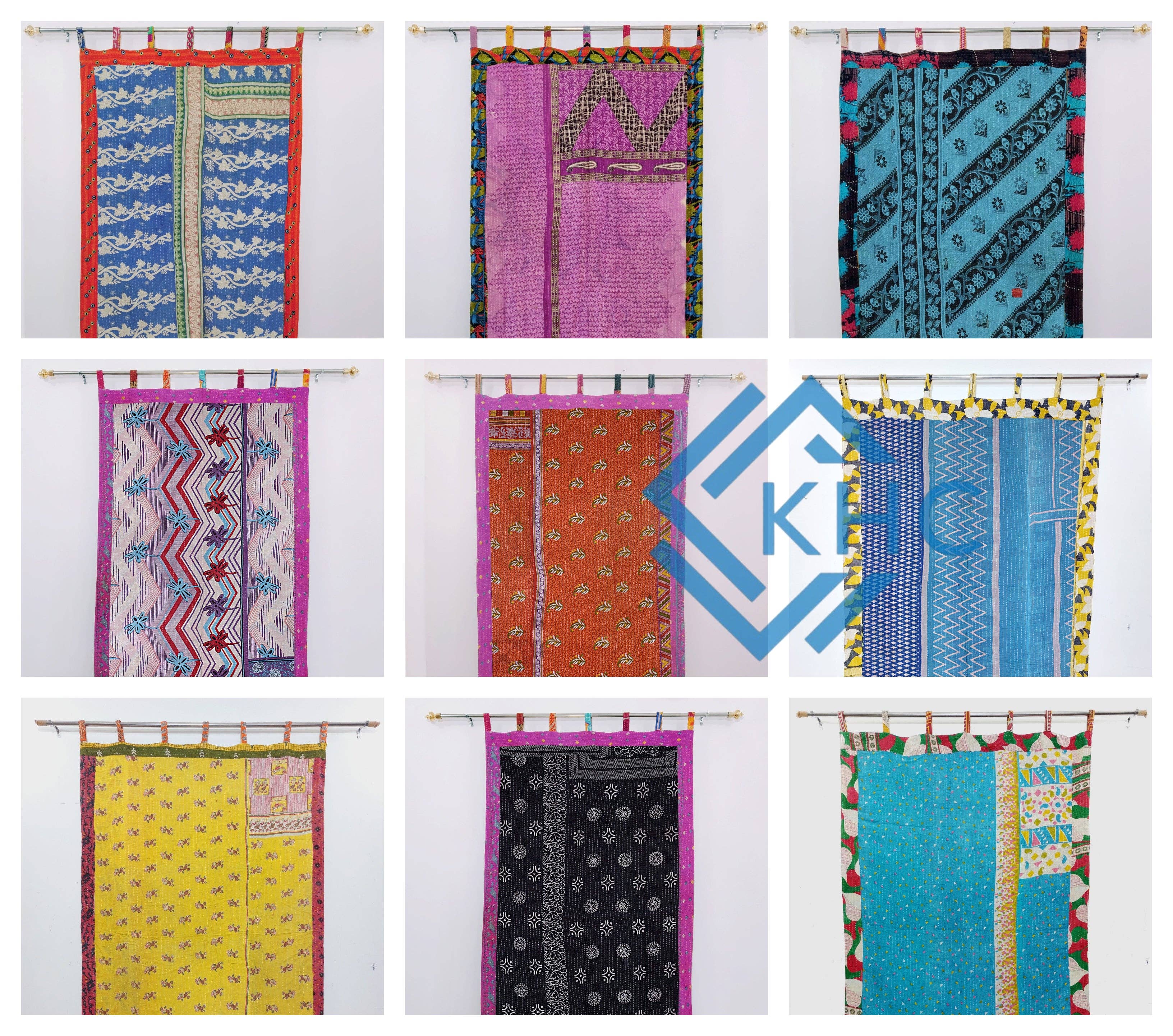 KHC – wholesale Curtain – Vintage Kantha Handmade 100% Cotton Fusion Curtains0