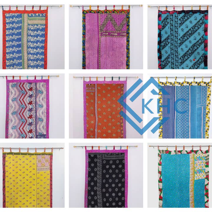 KHC – wholesale Curtain – Vintage Kantha Handmade 100% Cotton Fusion Curtains