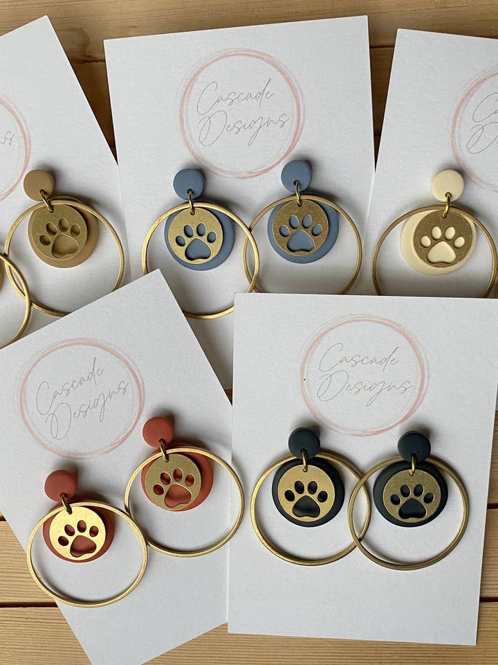 The Pawpi | Pawprint Hoop Clay Earrings for wholesale by Cascade Designs