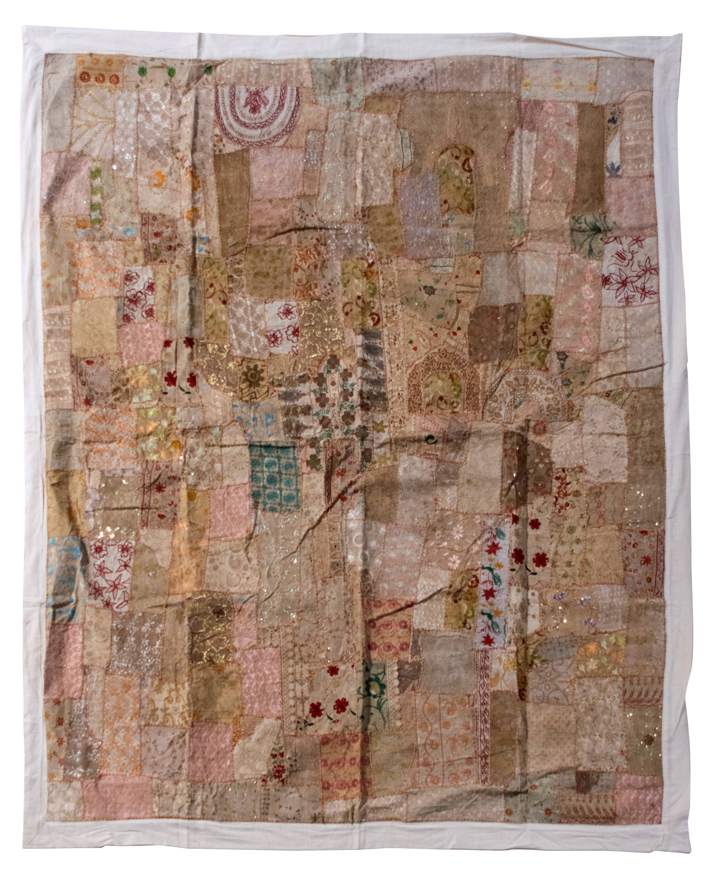 Vintage Addiction - Wholesale Quilt - One of A Kind Vintage Quilt/Bed Cover-Cream Trim1