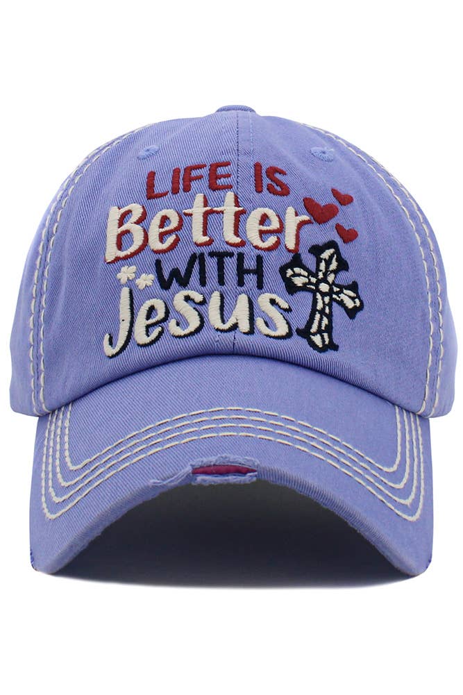 Hana - Wholesale Honkbalpet - Dames - HET LEVEN IS BETER MET JESUS Washed Vintage balpet3