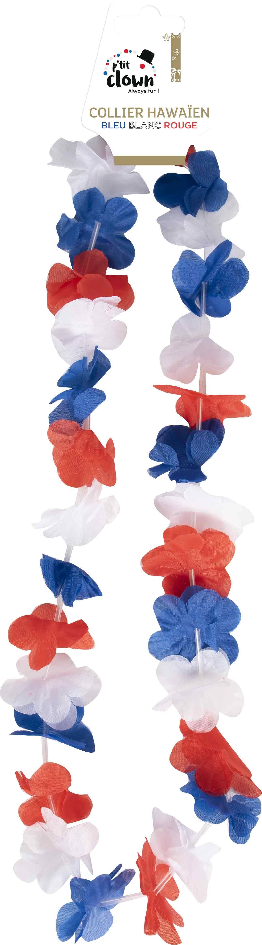 P'tit Clown - Wholesale Costume - Women's - Hawaiian Necklace - Blue, White, Red1