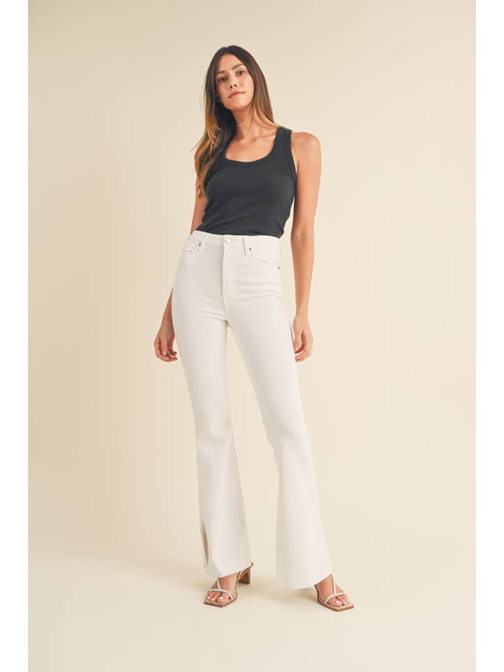 JBD - Wholesale Jeans - Women's - DP534 - WHT - High Rise Outer Slit Flare1