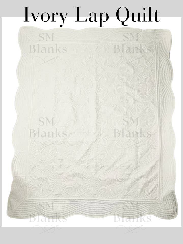 Ivory Heirloom Lap Quilt for wholesale by SM Blanks