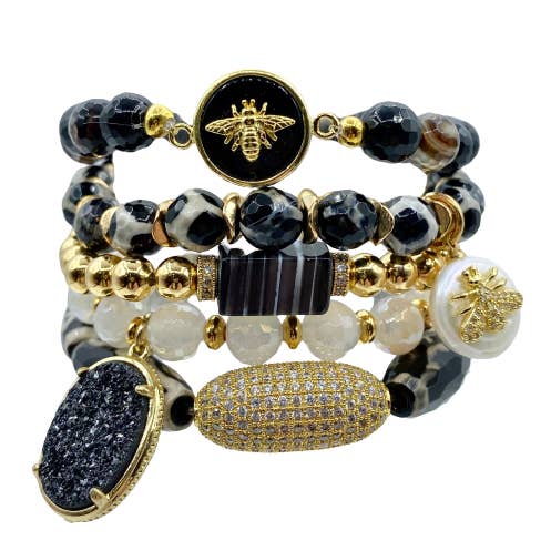Black Bee Stack Bracelet for wholesale by HEATHER FORD